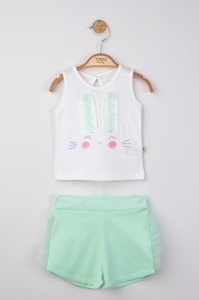Set maiou de vara cu pantalonasi cu tulle pentru bebelusi , Tongs baby (Culoare: Galben, Marime: 6-9 luni) - Img 2