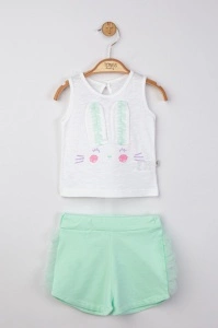 Set maiou de vara cu pantalonasi cu tulle pentru bebelusi , Tongs baby (Culoare: Galben, Marime: 6-9 luni) - Img 2