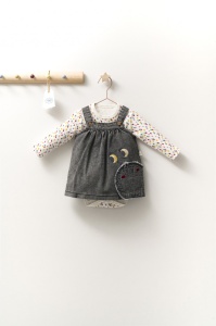 Set rochita cu body pentru fetite Monster, Tongs baby (Culoare: Gri, Marime: 6-9 luni) - Img 1