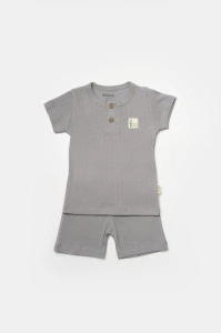 Set tricou cu pantaloni Bamboo, gri, BabyCosy, 50%bumbac+50% bambus (Marime: 18-24 Luni) - Img 3