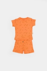 Set tricou cu pantaloni Printed, portocaliu, BabyCosy, 50%bumbac+50% modal (Marime: 12-18 Luni) - Img 2