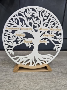 Tablou 3D alb cu copacul familiei, ideal pentru cadou bunici.