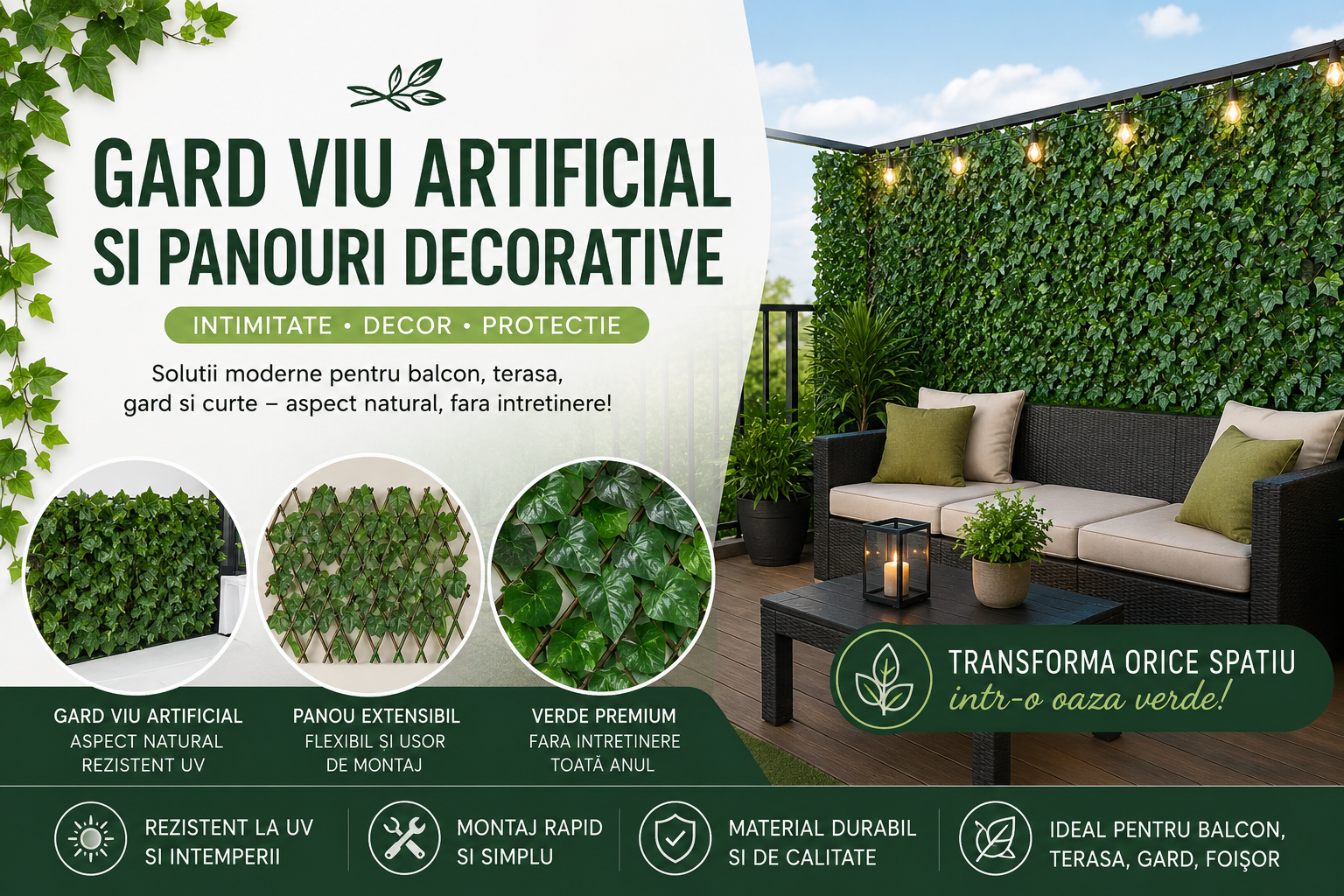 Gard Viu Artificial si Panouri Extensibile – Cele Mai Moderne Solutii Pentru Intimitate si Decor Exterior in 2026