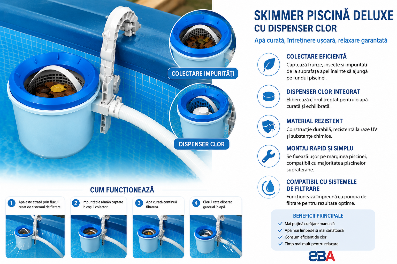 Skimmer pentru Piscina – Ghid complet 2026: Cum mentii apa curata fara efort si de ce un skimmer este unul dintre cele mai utile accesorii pentru piscina