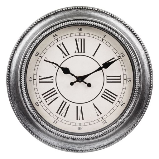 Ceas de Perete Vintage EBA, Cifre Romane, diametru 30 cm, Negru + Argintiu - Img 2