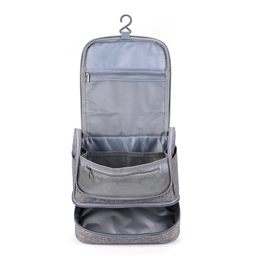 Geanta de calatorie pentru cosmetice, EBA, material impermeabil, carlig pentru agatare, 25 x 21 x 13 cm, gri - Img 3