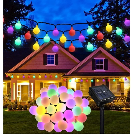 Ghirlanda solara de gradina EBA, Lungime 7 M, 50 de lumini LED multicolor 2, 2 cm, IP44, utilizare in exterior - Img 3