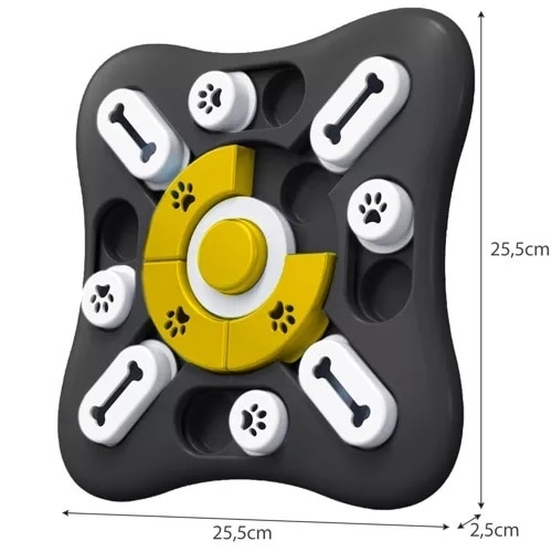 Jucarie interactiva Puzzle pentru caini EBA, tip tava pentru hranire lenta cu sunet, rotire 360 de grade, Negru - Img 4