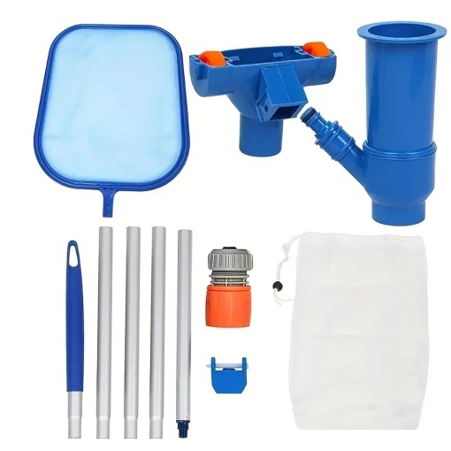 Kit Curatare Fund Piscina cu Aspirator Manual, Sac Filtrare Reutilizabil si Tija 120 cm, Aspirator pentru Piscine Gonflabile, Cadru, SPA si Jacuzzi, Conectare la Furtun de Gradina, Fara Electricitate - Img 9