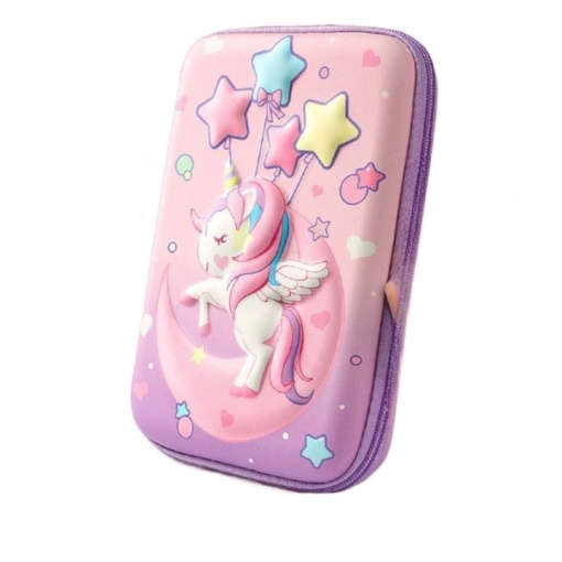 Penar scolar 3D impermeabil EBA, model cu imprimeu Unicorn, , neechipat, dimensiuni 23 x 15.5 cm, Roz - Img 4