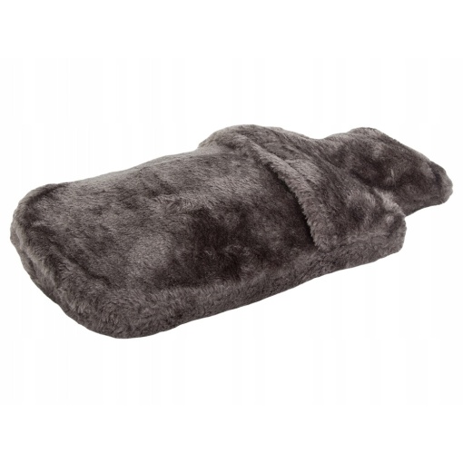 Perna pentru apa calda EBA, capacitate 2 l, din cauciuc, cu husa pufoasa, model pisicuta, 35 x 20 cm, Gri - Img 4