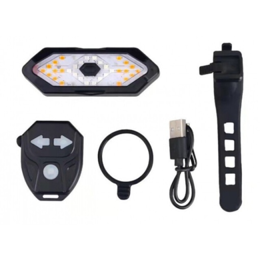 Semnalizator bicicleta cu telecomanda EBA, LED, incarcare Micro-USB, 5 moduri iluminare, IPX4, 9.4 x 3.2cm, plastic, Negru - Img 2