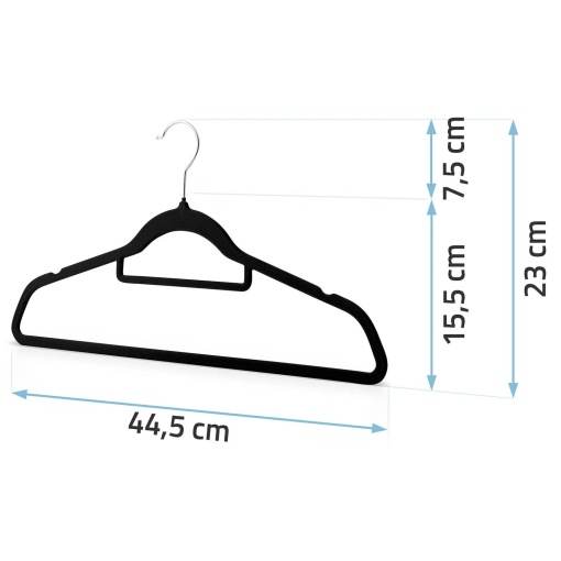 Set 20 umerase premium EBA, Catifea, Design antialunecare, dimensiuni 44, 5 x 23 cm, Negru - Img 3