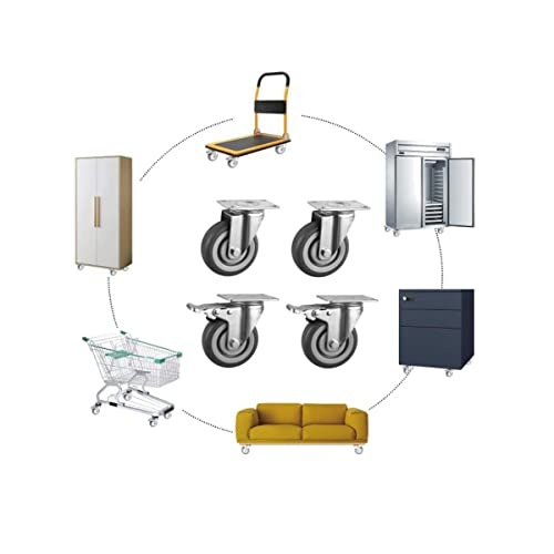 Set 4 roti pivotante, EBA, 2 roti cu sistem de franare, rotire la 360 de grade, sarcina maxima 220 kg, diametrul rotii 7 cm - Img 2