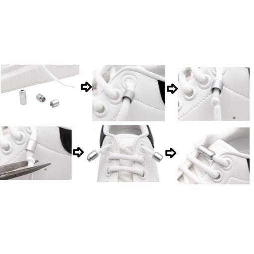 Set Sireturi Elastice cu sistem NO TOUCH cu Capsula Metalica EBA, Rotunde, Alb - Img 4