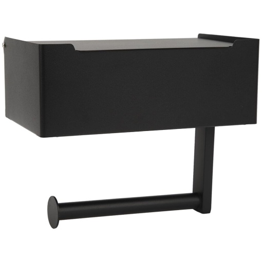 Suport hartie igienica EBA, cu Raft Depozitare Servetele Umede si Raft pentru Telefon, 12, 5 x 20 x 16 cm, Negru - Img 3