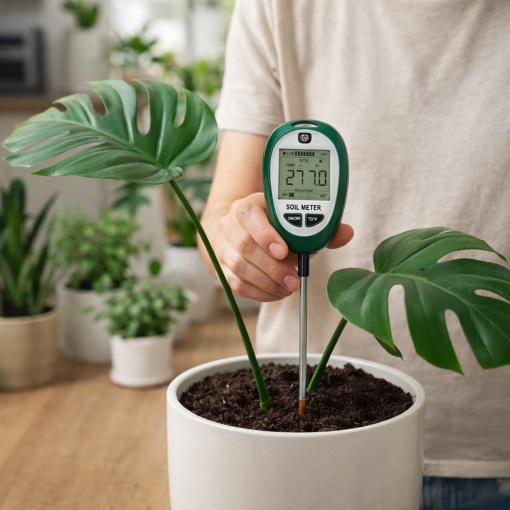Tester Sol Digital 4 in 1 cu ecran LCD iluminat, Masurare pH Sol, Umiditate, Temperatura si Lumina, Sonda 304 mm, Rotire 180°, pentru Gradina, Ghivece, Rasaduri si Plante de Interior - Img 6