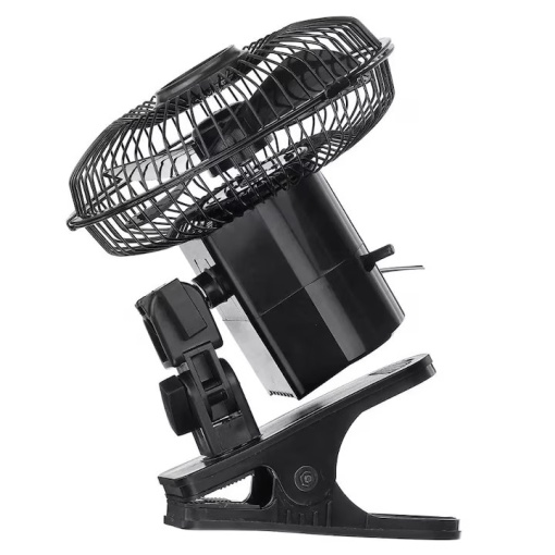 Ventilator auto aer rece EBA, 12V, lungime cablu 1.2 m, incarcare bricheta, 2 moduri de viteza, prindere clips, Negru - Img 4