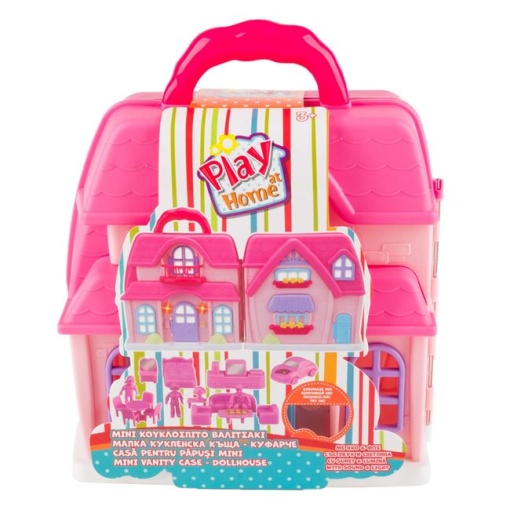 Casuta tip valiza mini cu muzica si lumini pentru papusi EBA, cu accesorii, dimensiuni 19 x 10 x 24 cm - Img 3