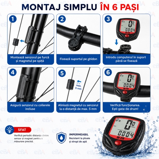 Computer Bicicleta cu Fir, 15 Functii, Vitezometru LCD Iluminat, Impermeabil, Odometru, Distanta si Timp, Compatibil 16–28 Inch - Img 3