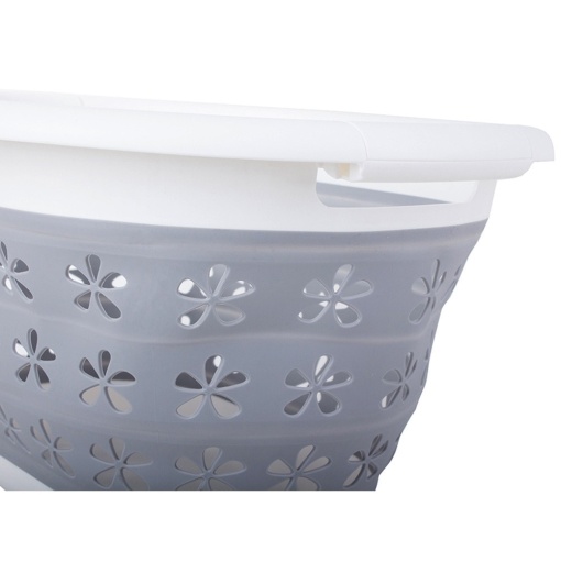 Cos rufe EBA pliabil, 2 manere, silicon, 25 L, dimensiuni 50 x 37.5 x 26 cm, Gri + Alb - Img 4