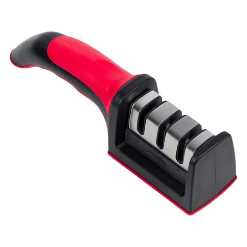Dispozitiv pentru ascutit cutite detasabil EBA, 3 niveluri de slefuire, otel, maner si talpa din silicon 18 x 6 cm - Img 2