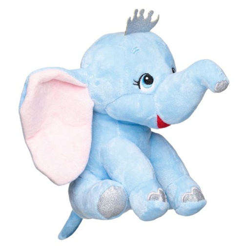 Elefant de Plus EBA, bleu cu coronita sclipici, 21 cm - Img 2