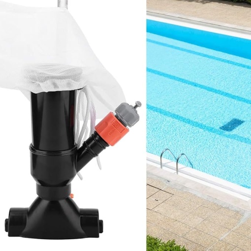 Kit profesional curatare si aspirare piscina EBA format din aspirator si minciog colectare murdarie, negru si portocaliu - Img 4