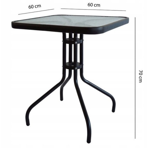 Masa gradina 60 x 60 cm sticla securizata + cadru metalic – ideala pentru terasa, balcon, exterior - Img 2