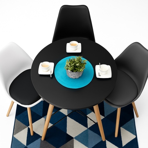 Masa Rotunda EBA, 80cm, Blat Negru, Picioare Lemn Fag, Inaltime 72 cm - Img 3
