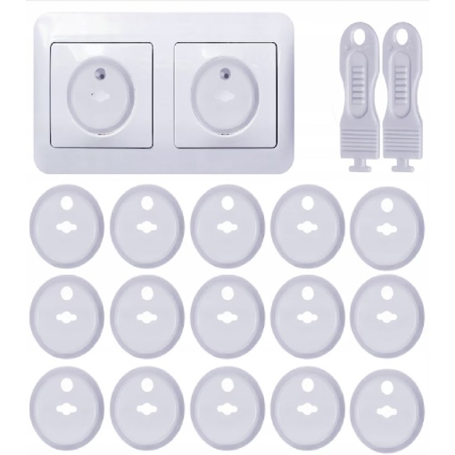 Set 15 protectii pentru prize EBA din ABS, dimensiuni 3.7 x 2.3 cm, 3 chei, albe - Img 4