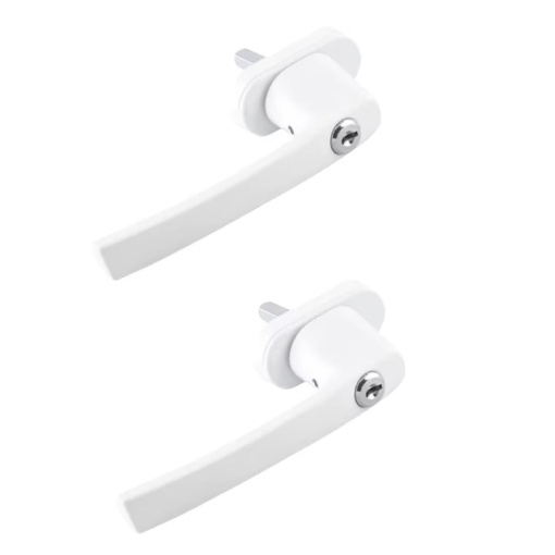 Set 2 manere fereastra cu incuietoare securizata antiefractie EBA, 4 chei, model universal, aluminiu, Alb - Img 2