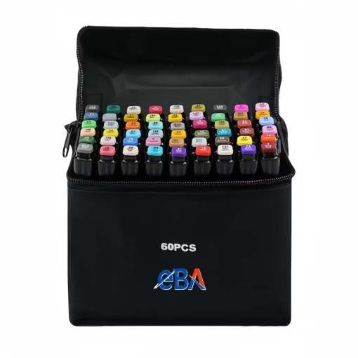 Set 60 Carioci Profesionale pentru Copii EBA, 2 capete subtire si gros Intensitate, Culori Vibrante, Geanta Portabila inclusa - Img 4