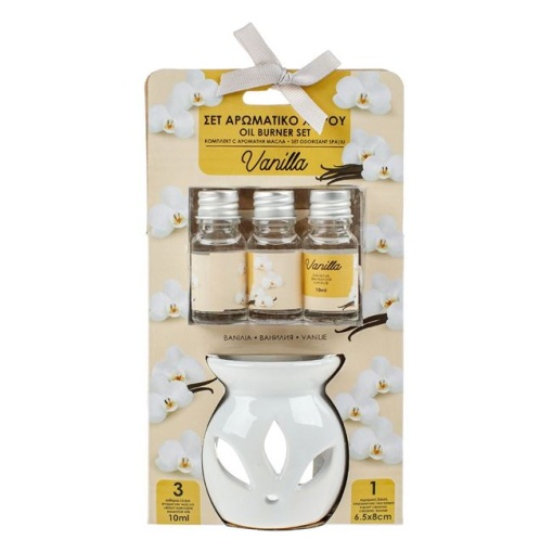 Set baza ceramica cu 3 uleiuri parfumate, miros Vanilie, EBA - Img 2