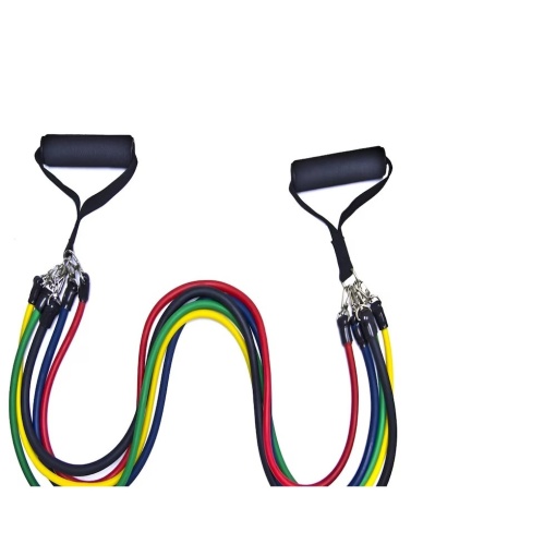 Set de antrenament EBA, 10 Piese, 5 benzi Elastice Extensibile din Latex + 5 Accesorii, saculet pentru pastrare - Img 2