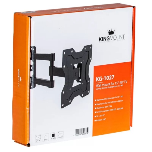 Suport TV Reglabil 15-48 Inch KING SUPPORT KG-1027, VESA 200x200, Rotire 180°, Inclinare -3°/+10°, Brat Extensibil 40 cm, Max 35KG, Suport Perete Universal LED LCD Smart TV - Img 8