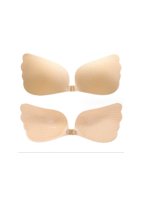 Sutien autoadeziv tip fluture EBA, fara bretele, inchidere frontala, confortabil, Marimea B, bej - Img 2