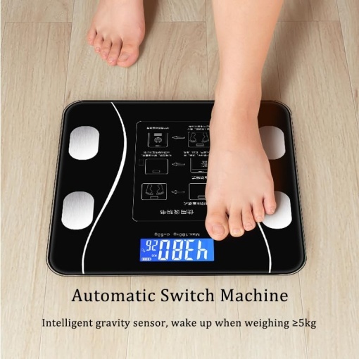 Cantar Inteligent Diagnostic Corporal EBA, Sticla Securizata 3 mm, Interval 0.3-180 kg, Conexiune Bluetooth la App Fitness, LCD - Img 2