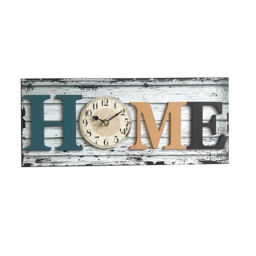 Ceas perete HOME, analog, dreptunghiular, din lemn, dimensiuni 40 x 17 x 4.5 cm, EBA - Img 2