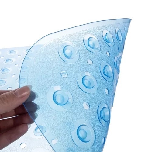 Covor antiderapant cada EBA, lavabil, cu gauri de scurgere, 200 ventuze fixare, cauciuc, 100 x 40 x 1 cm, Albastru - Img 3