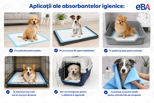Covorase Absorbante pentru Caini si Pisici 40x60 cm, 50 Bucati, Absorbtie Rapida, Impermeabile, Pentru Dresaj Urinare, Protectie Podea si Cusca - Img 3