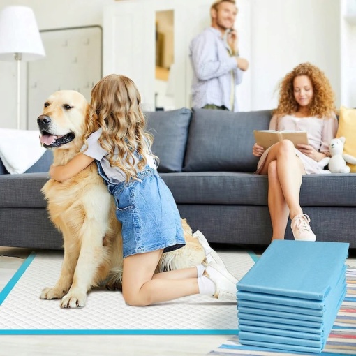 Covorase igienice absorbante EBA pentru animale cu margini sigilate, dimensiune 60 x 60 cm, 50 buc + 2 role saci menajeri - Img 2