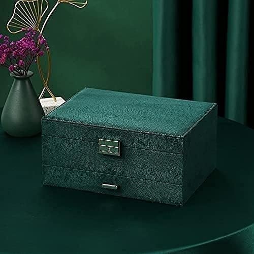 Cutie pentru organizarea bijuteriilor EBA, material catifelat, portabila, dimensiuni 24 x 18 cm, Verde smarald - Img 2