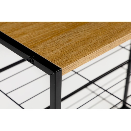 Etajera multifunctionala EBA, 4 polite metalice cu blat lemn, dimensiuni 62, 5 x 30, 5 x 63, 5 cm, Negru mat - Img 3