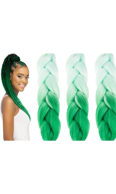 Extensie pentru impletituri EBA, verde ombre, par sintetic, lungime 60 cm - Img 4