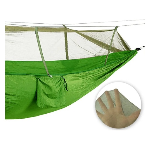 Hamac portabil suspendat pentru 2 persoane EBA, plasa pentru umbrire si tantari 250 x 140 cm, Capacitate 150 kg, Nylon, Verde - Img 3