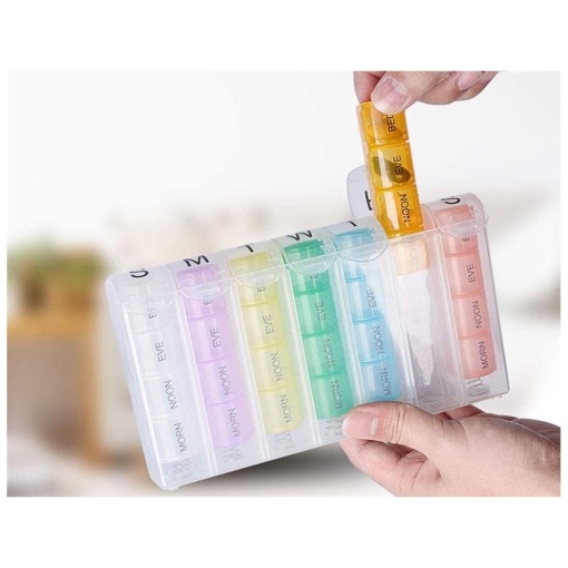 Organizator Medicamente pentru 7 zile EBA, Recipiente Detasabile Cu 4 Compartimente, 19.5cm x 11cm x 3cm, Multicolor - Img 2