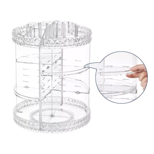 Organizator pentru Produse Cosmetice EBA, Machiaj, Rotativ 360 de Grade, Transparent - Img 2