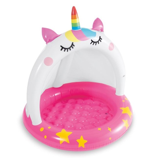Piscina gonflabila pentru copii cu paravan de protectie impotriva soarelui in forma de Unicorn EBA, dimensiuni 1, 02 x 1, 02 m - Img 4