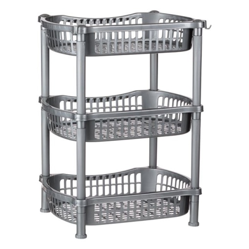Raft Ideal pentru depozitare, cu 3 Locuri EBA, Plastic, dimensiuni 41 x 31 x 54 cm, Gri - Img 3
